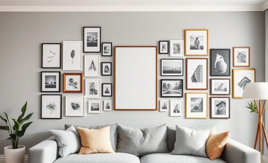 Bilderwand gestalten: Anordnung, Rahmenmix und Aufhängehöhe
