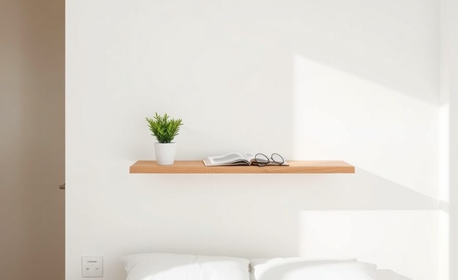Nachttisch-Alternativen für kleine Schlafzimmer: Wandregal, Hocker und Hängelösungen