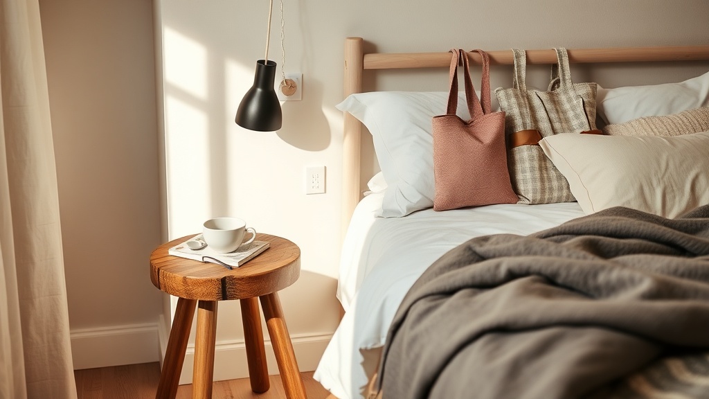 Nachttisch-Alternativen für kleine Schlafzimmer: Wandregal, Hocker und Hängelösungen